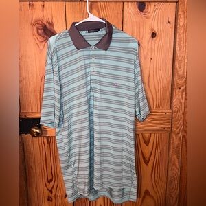 Southern Marsh Mint Green and Gray Striped Polo